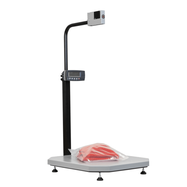 A smart scale and dimensioning unit – either standalone or integrated into a warehouse management system – with automatic 3D measurement and scanning, enabling effortless weighing and measuring of even irregularly shaped packages.