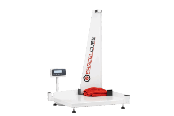 Parcelcube 900 measuring and weighing a soft, irregular item using measurement guides.
